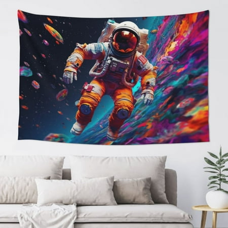 

Decorative Wall Hanging Astronauts Interesting Aliens Moon Cosmos Galaxy Hippies 60x40in (Economy Version) Black