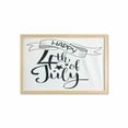 thumbnail image 1 of Fourth of July Wall Art with Frame, Pattern of Happy 4th of July Cursive Typography with a Ribbon, Printed Fabric Poster for Bathroom Living Room, 35" x 23", Charcoal Grey and White, by Ambesonne, 1 of 2