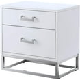 thumbnail image 2 of Sibylla White Chrome Side Table - 2 Drawers, Glossy Handle, Stainless Steel Polished Base, 2 of 8