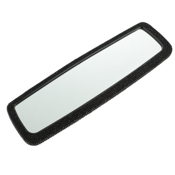 ifundom Black Rhinestone Rearview Mirror Cover for Car Interior, Plastic Glass Accessory for Driving