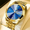 thumbnail image 3 of OLEVS Watches for Men Analog Quartz Dress Business Watch Stainless Steel Classic Casual Luxury Luminous Waterproof Male Mens Wrist Watches Reloj para Hombre Blue Dial, 3 of 14