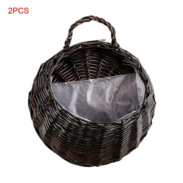 Willow Straw Flower Pot Wicker Rattan Wall Hanging Flowerpot Home Garden Decoration Flower Basket Container