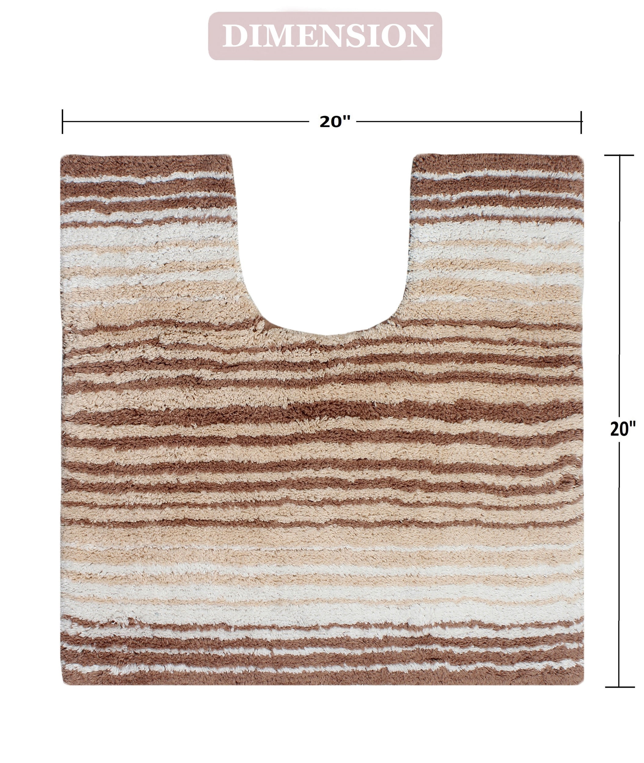 Home Weavers Gradation Collection Toilet Rugs U Shaped Contour, Thick Toilet Rug, Non-Slip Contour Mat for Bathroom Rug,100% Cotton Soft, Absorbent Water, Machine Washable, 20"x20" Contour, Beige