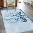 thumbnail image 2 of 3'x5' Rug for Living Room Bedroom, Navy Blue Octopus Washable Area Rugs Non-Slip Carpet Mats, Coastal Bubbles Ocean Waves Indoor Low Pile Area Rug Runner for Kitchen, Mudroom, 2 of 8