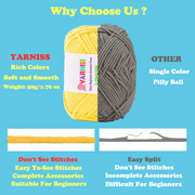 Yarniss 5 Pack Beginners Crochet Yarn,Crochet & Knitting Yarn for Beginners with Easy-to-See Stitches,Multicolor Cotton Nylon Yarn for Crochet