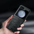 thumbnail image 4 of Nalacover for Samsung Galaxy Z Flip5 Slim Case, Crocodile Texture Faux PU Leather Folding Cover, Full Coverage TPU Shockproof Lens Protection Phone Case for Samsung Galaxy Z Flip5,Darkblue, 4 of 6