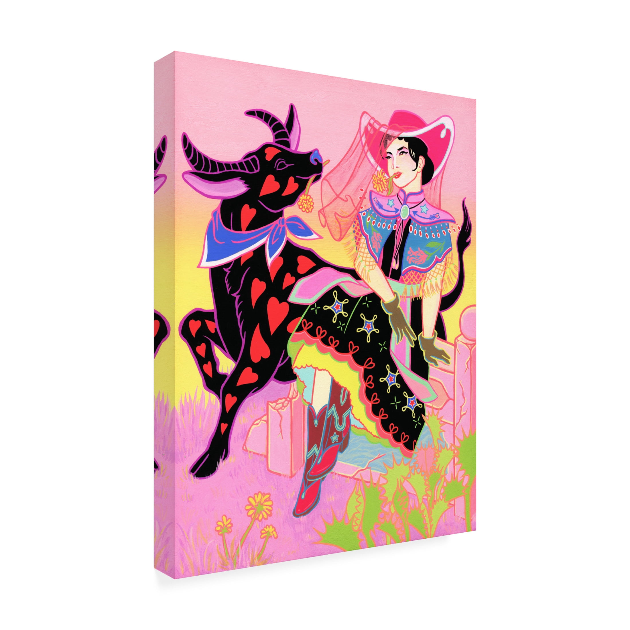 Tsz Kam 'Cantonese Cowgirl and Her Water Buffalo, 2020' Canvas Art - 14 x 19 Inches