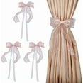thumbnail image 1 of 4 abrazaderas para cortinas con forma de mariposa y perlas, diseño Misty Rose con lazo y perlas., 1 of 9