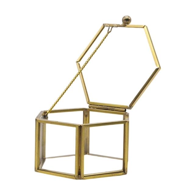 Caja de joyería de vidrio, organizador de collares, contenedor, regalo para mujeres y niñas, organizador de joyas hexagonal para aretes