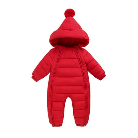 

GYRATEDREAM 0-2T Toddler Baby Girls Boys Zipper Down Jumpsuits Winter Warm Hooded Romper Snowsuit Windproof Outwear