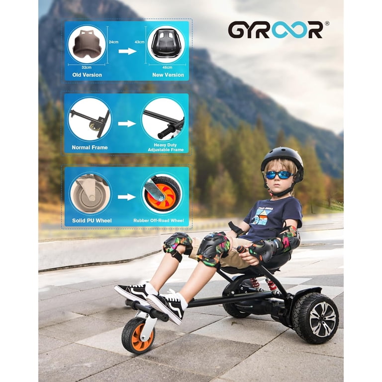 GYROOR K2 Hoverboard Go Kart Attachment, Adjustable Frame, Shock