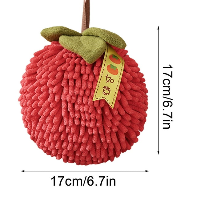 Towels for Bathroom, Set of 1 Cute Fruit Decorative Fuzzy Ball Hand Towel with Loop for Kitchen