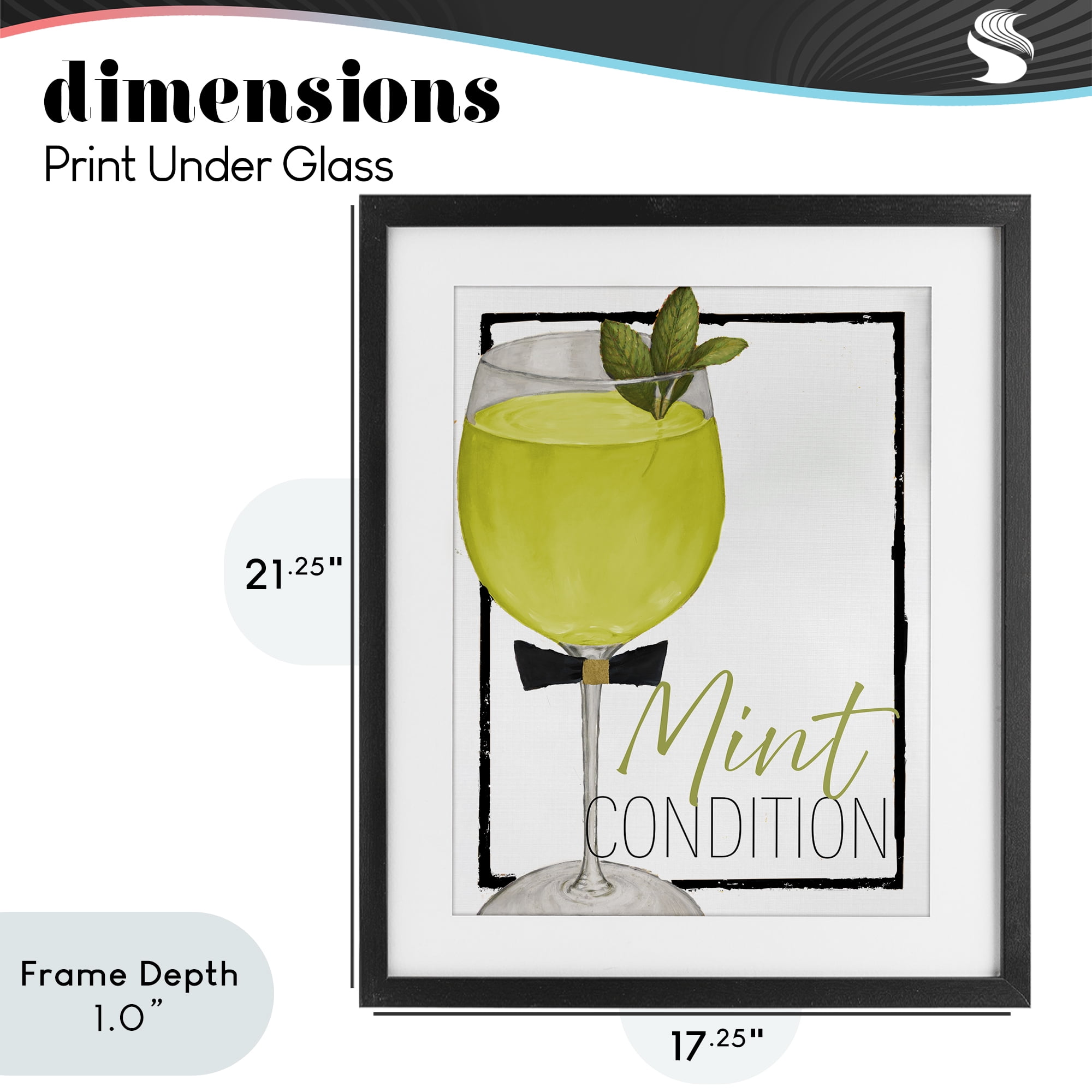 Stupell Industries Mint Condition Cocktail Black Framed Print Under Glass, design by Lorenzo Collective