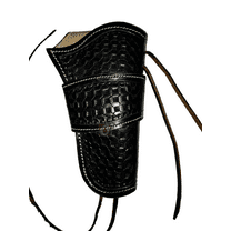 Leather Holster Long Barrel Revolver Pistol Fit Waffle Tooled Black - Right Hand
