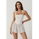 thumbnail image 3 of Romper QINSEN para mujer, cuello cuadrado, sin mangas, color beige, talla S, 3 of 6