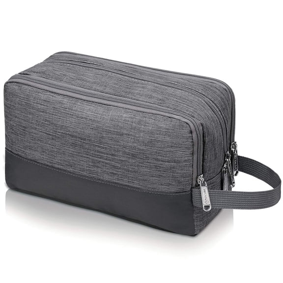 Travel Toiletry Bag for Men Hanging Dopp Kit Small Nylon Shaving Bag, Water Resistant Bathroom Toiletries Organizer for Traveling, Denim Grey