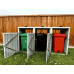 Royard Oaktree 3-Trash Can Metal Garbage Bin Shed - Outdoor Galvanized Steel Storage Shed with Lockable Lid & Ventilated Design for Garden, Yard, Pool Area, Dark Grey