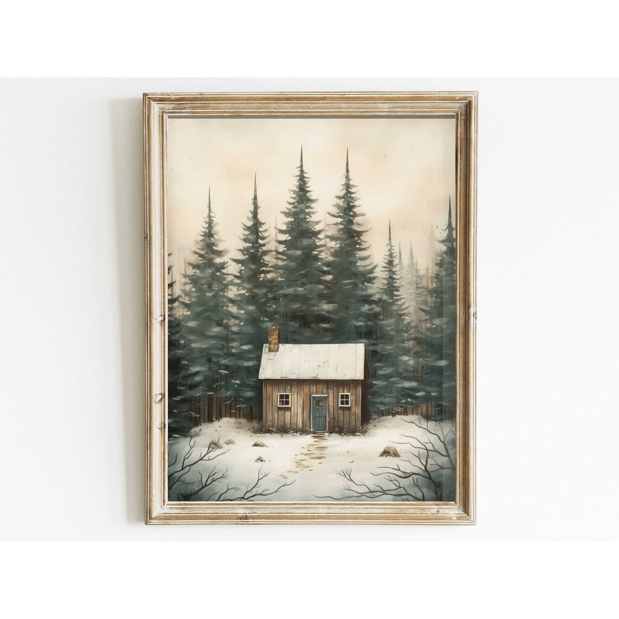 Vintage Forest Cabin Print Rustic Home Decor Little Cottage Print Outdoors Wall Art House In The Woods Nature Art Wall Art Modern Wall Decor 12x18 UNFRAMED