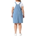 thumbnail image 3 of Agnes Orinda Women's Plus Size Denim Overalls Dress Adjustable Strap Bib Suspender Summer Casual Midi Jeans Dresses with Pockets 3X Light Blue, 3 of 6