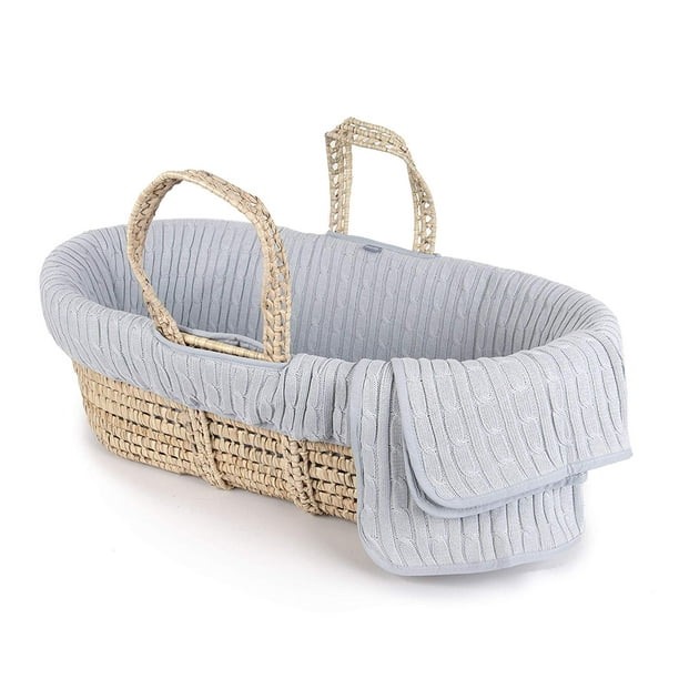 Tadpoles Cable Knit Moses Basket and Bedding Set, Grey