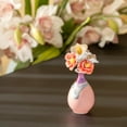 thumbnail image 3 of Small Ceramic Cherry Blossom Pink Vase with Five Ceramic Flowers, 3 of 6