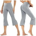 thumbnail image 2 of Women's Capri Trousers Wide Leg Casual Athletic Yoga Pants with Pockets for Flare Leisure Comfort, 2 of 7