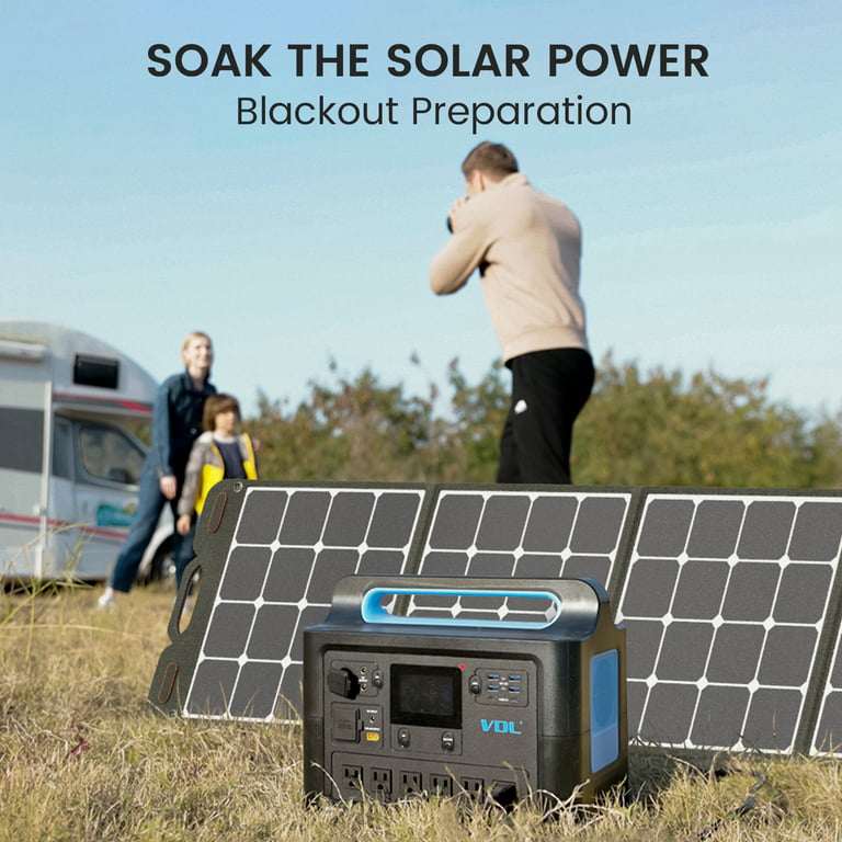 VDL Solar Generator 1228.8Wh with 1x200W Solar Panel, 6 x AC Outlets  1500W(2000W Surge), Portable Power Station for Outdoors Camping RV 