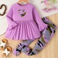thumbnail image 2 of Taybagh Baby Outfits Girl 1-6Y Girl Clothes Heart Printed Top with Skirt Patch Camo Pants Winter Outfit Purple 5-6 Years, 2 of 8