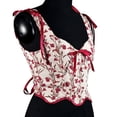 thumbnail image 2 of DJskiyers Women Vintage Floral Corsets Renaissance Boned Bustier Corset Top Lace up Overbust Bodysuit Embroidery Tight Vest Drawstring Tank Top, 2 of 9