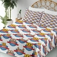 thumbnail image 3 of Ambesonne Emoji Fitted & Top Sheet Set with Shams, Modern German Wiesn Servus, White Dark Pink Sea Blue, 3 of 5