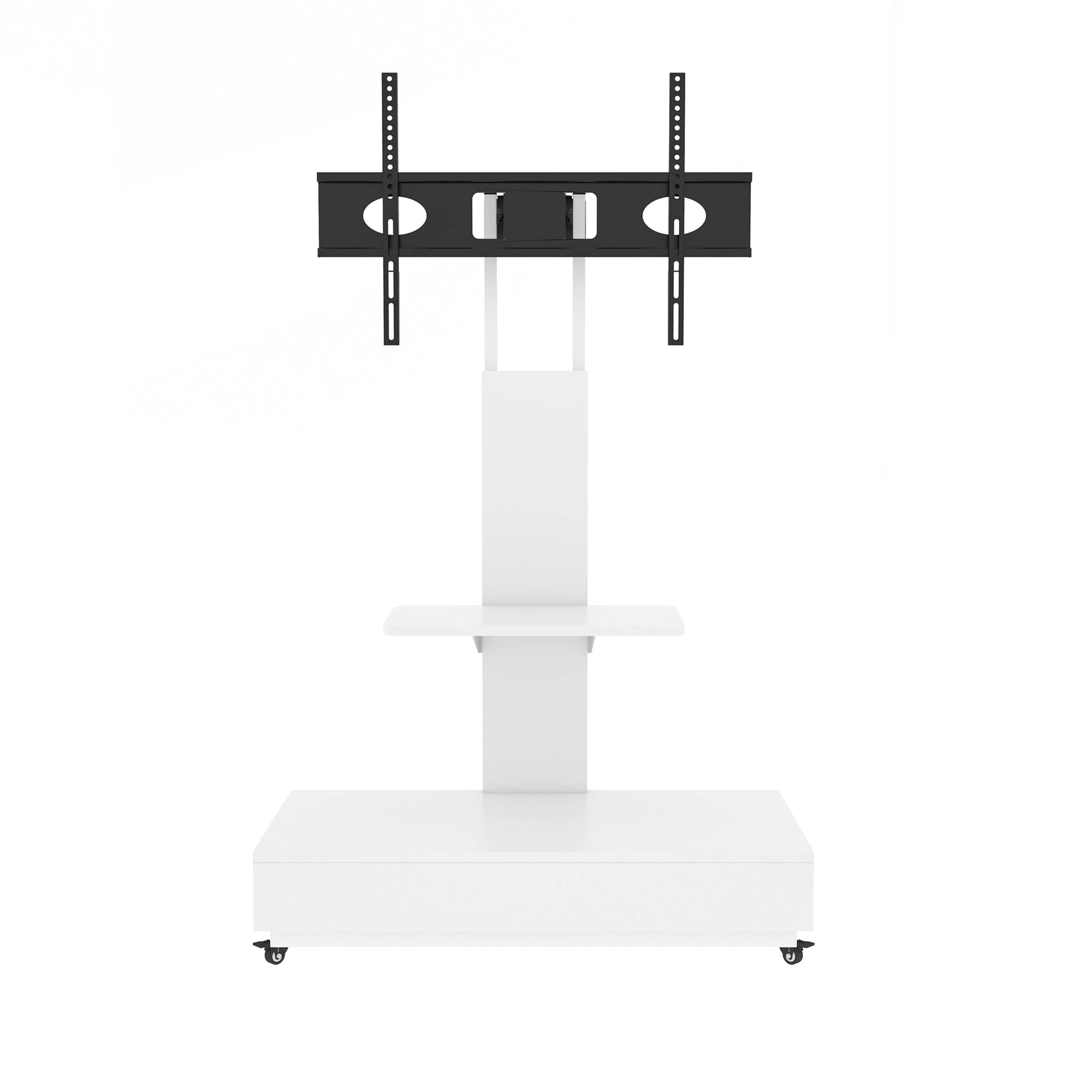 Homy Casa Mobile TV Stand for 32-75 Inch TVs with Wheels, Swivel Adjustable Height Storage Shelf and Drawer