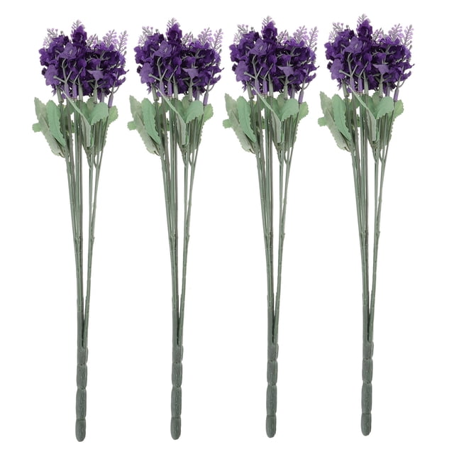 4pcs Flor de flores decorativos de plástico artificial de lavanda para decoración