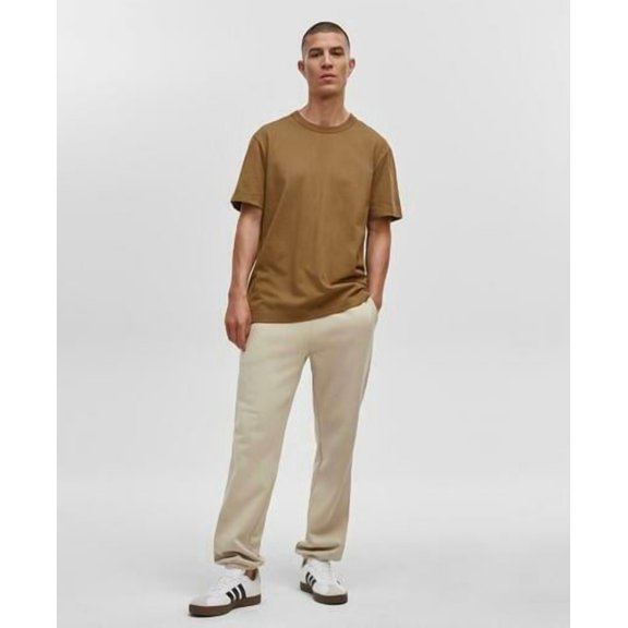 Mode Of One Mens Regular Fit Fleece Sweatshirt Joggers Dark Ecru-XL