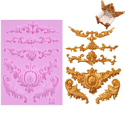 Baroque Flower Lace Silicone Fondant Mould Cake Decorating Baking Mold Tool FW 