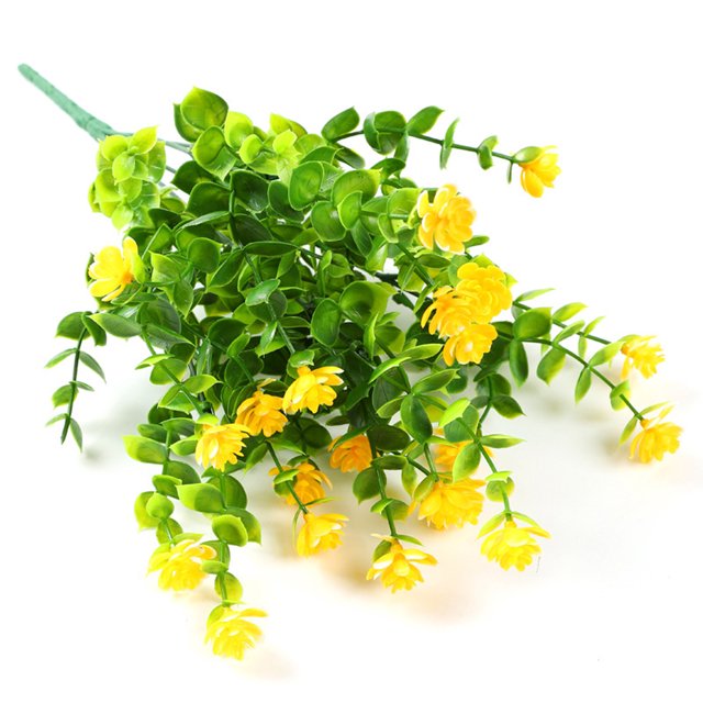 Inteprter Flores artificiales colgantes de pared de plantas de plástico para exteriores, tamaño compacto, ahorro de espacio funcional, decoración del Decoración Amarillo Inteprter HA070461-04
