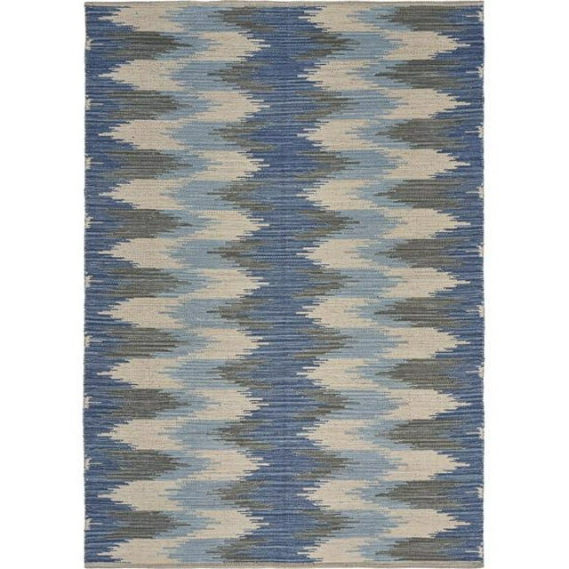 LR Resources AUROR81537BLU5070 5 x 7 ft. Geometric Blend Area Rug, Blue & Cream