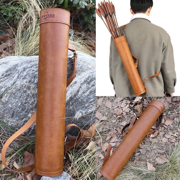 Arrow Quiver Traditional Shoulder Bag Back Holder PU Leather Archery Bow Hunting
