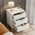 thumbnail image 5 of Tribesigns Modern 3-Drawer Nightstand, 25.8" Small Bedside Table with Storage Drawers and Gold Legs for Bedroom, White, 5 of 7