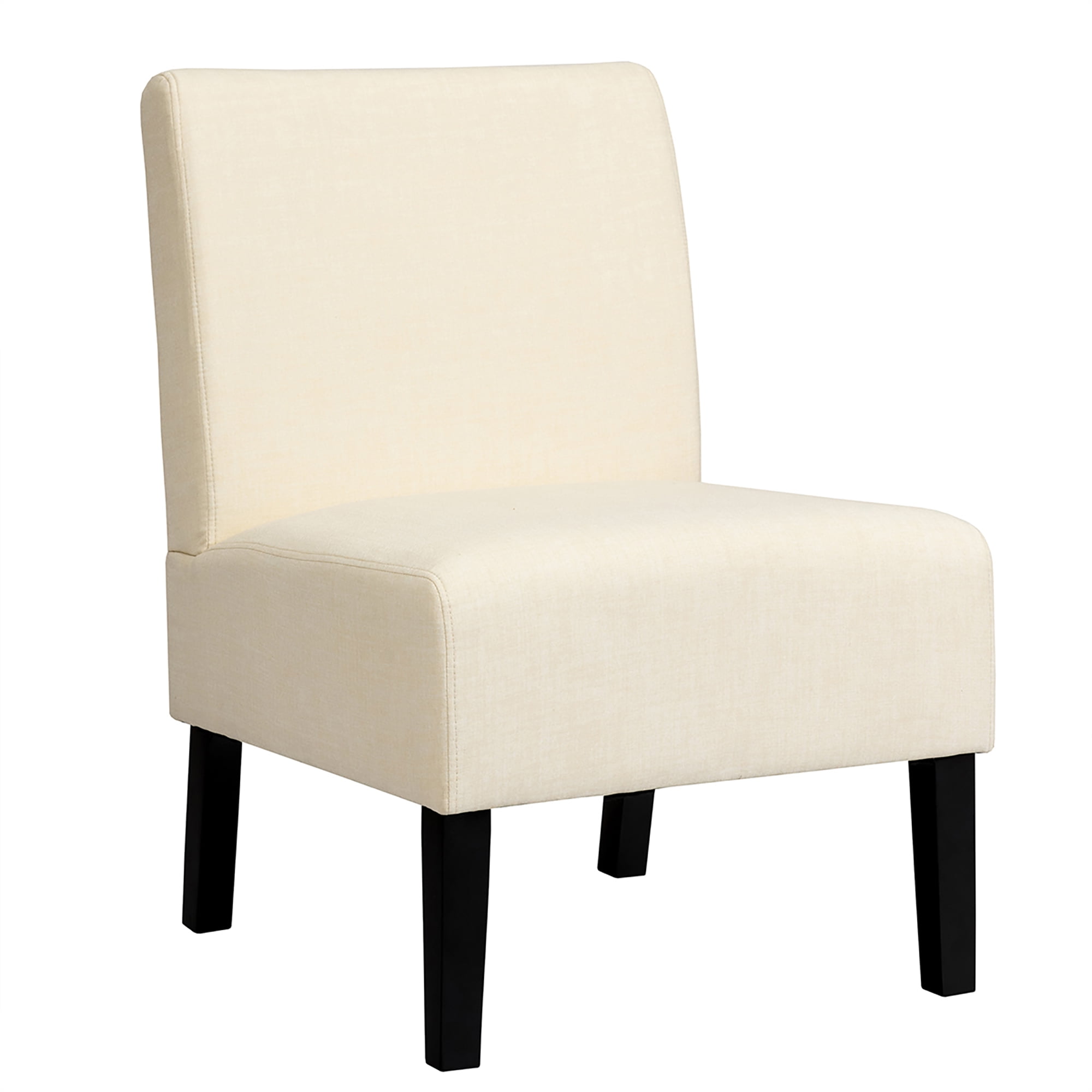Costway Armless Accent Fabric Leisure Chair w/Rubber Wood Legs Beige