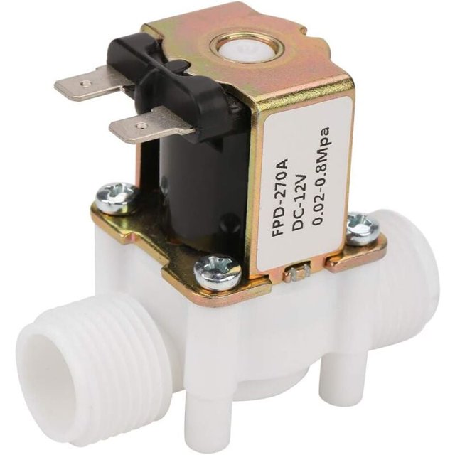 Solenoid Valve, DC 12V G1/2" NC Plastic Water Inlet Solenoid Valve 0.02-0.8 MPA Normally Closed Electric Solenoid Valve