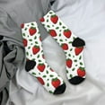 thumbnail image 5 of Daiia Strawberry Print Crew Socks – Soft Breathable Long Socks for Men & Women, Moisture-Wicking & Comfortable Daily Wear Socks, One-Size Fits Most (US 5-11), 5 of 6