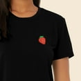 thumbnail image 5 of Dalix Strawberry Embroidered Cotton Relaxed Fit Short Sleeve Crewneck Tee Shirt Womens in Black 2XL XX-Large, 5 of 5