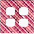 thumbnail image 3 of Metal Light Switch Plate Outlet Cover Vintage Red Pink Plaid Pattern WAL035, 3 of 13