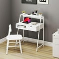 thumbnail image 6 of ZOPan Home Office Desk, Computer Desk with A Frame for Small Spaces, Writing Table with Drawer and Storage Shelves, White, 6 of 10