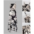 thumbnail image 6 of CHICME Womens Dresses Floral Print Spaghetti Strap Sleeveless Hollow Out Ruched Casual A Line Party Midi Dress Black-S, 6 of 9