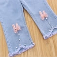 thumbnail image 2 of Kkkded Toddler Kids Little Girls Jeans Denim Pants Flare Pants Toddler Kids Summer Seven Points Pants Bell-Bottom Sport Casual Sport Trousers for 1-5Years, 2 of 8