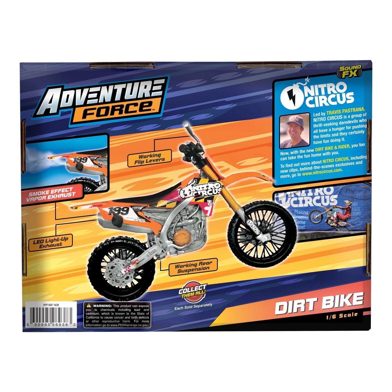 Véhicule de jeu Adventure Force à l'échelle 1:6 pour enfants, avec graphismes Nitro Circus Travis Pastrana. Les styles peuvent varier.