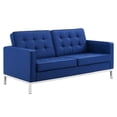 thumbnail image 4 of Modway Loft Tufted Faux Leather Sofa and Loveseat Set - Silver Navy, 4 of 6