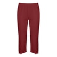 thumbnail image 2 of HomeDM Leggings for Women Lace Trim Bottom High Waisted Wine Workout Athletic Running Yoga Capri Pants Size L, 2 of 8
