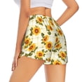 thumbnail image 3 of Bixox Women's Light Green Plaid Sunflower pattern 2 in 1 Running Shorts - Lightweight Athletic Workout Gym Yoga Shorts Liner with Pockets - Large, 3 of 5